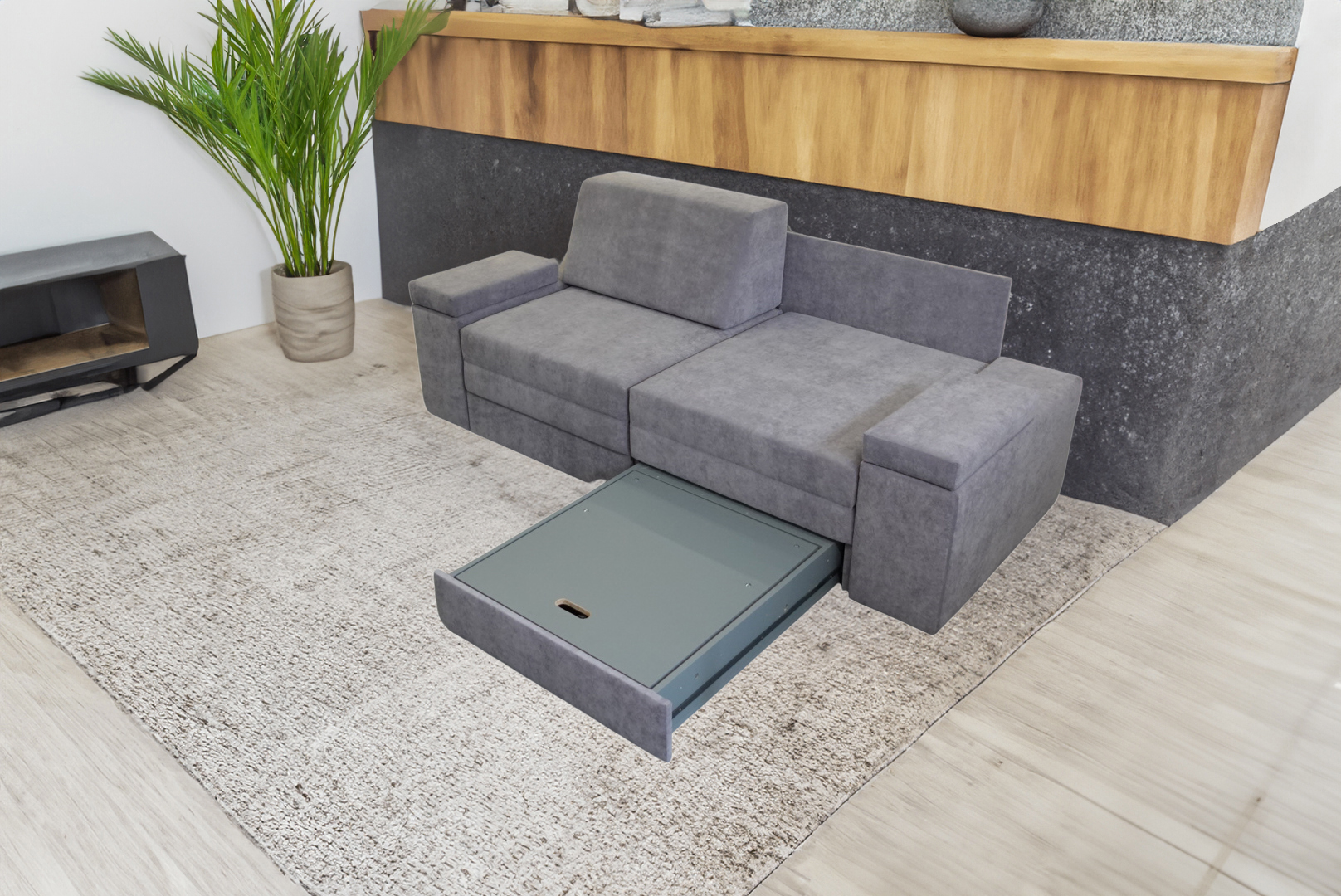 rozkládací pohovky s úložným prostorem pro každodenní spaní PNU3